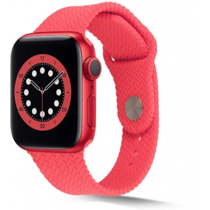Apple Watch 40mm Silikon Kordon Hasır Örgü Dizayn KRD-37 - Pembe