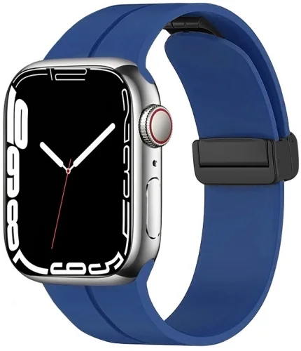 Apple Watch 40mm Silikon Kordon Zore KRD-84 Soft Pürüzsüz Metal Toka - Mavi