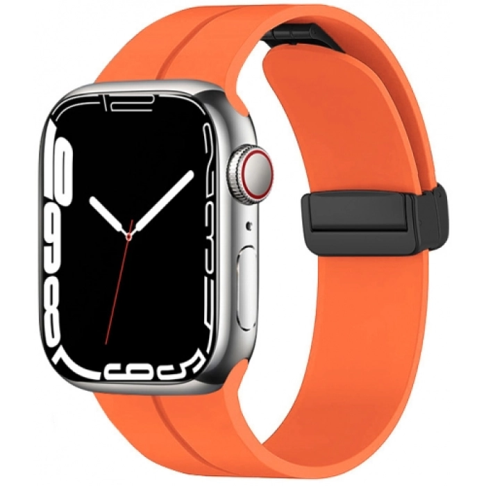 Apple Watch 40mm Silikon Kordon Zore KRD-84 Soft Pürüzsüz Metal Toka - Turuncu
