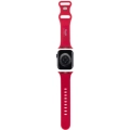 Apple Watch 41mm Hello Kitty Orjinal Lisanslı Yazı Logolu Fiyonk & Kitty Head Silikon Kordon - Kırmızı