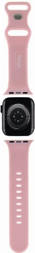 Apple Watch 41mm Hello Kitty Orjinal Lisanslı Yazı Logolu Fiyonk & Kitty Head Silikon Kordon - Kırmızı