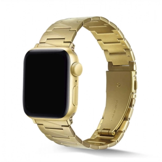 Apple Watch 41mm Kordon KRD-48 Metal Strap Kayış Üçgen Parçalı - Gold