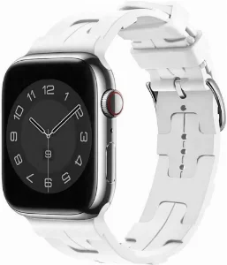 Apple Watch 41mm Kordon Metal Toka Tasarımlı KRD-92 Silikon Kordon - Beyaz