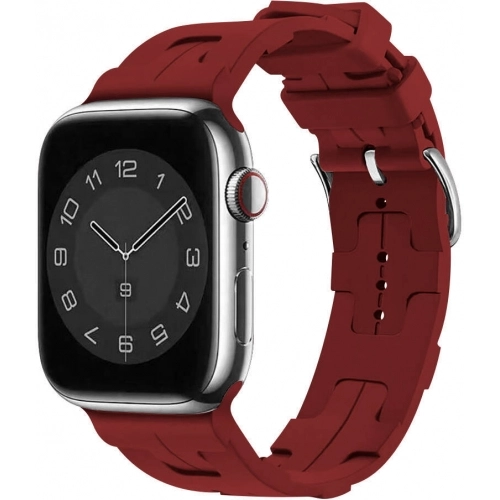 Apple Watch 41mm Kordon Metal Toka Tasarımlı KRD-92 Silikon Kordon - Kırmızı