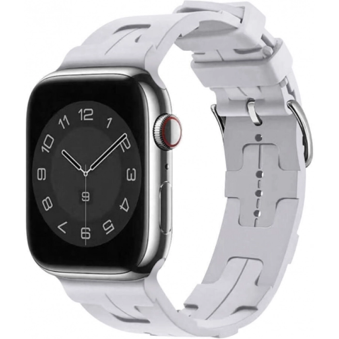 Apple Watch 41mm Kordon Metal Toka Tasarımlı KRD-92 Silikon Kordon - Mavi Açık