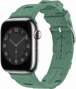 Apple Watch 41mm Kordon Metal Toka Tasarımlı KRD-92 Silikon Kordon - Petrol Yeşil