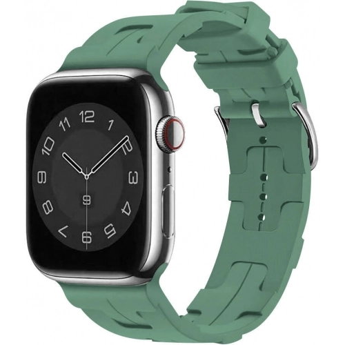 Apple Watch 41mm Kordon Metal Toka Tasarımlı KRD-92 Silikon Kordon - Petrol Yeşil