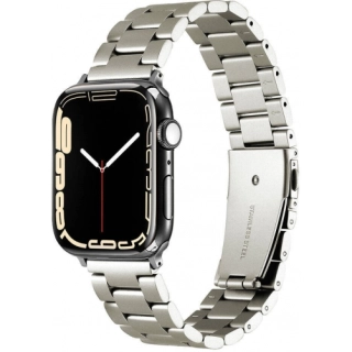 Apple Watch 41mm Kordon Zarif ve Sağlam Renkli KRD-93 Metal Kordon - Titanyum