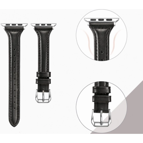 Apple Watch 42mm Deri Kordon KRD-28 - Siyah