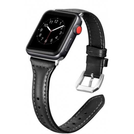 Apple Watch 42mm Deri Kordon KRD-28 - Siyah