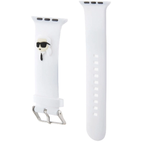 Apple Watch 42mm Karl Lagerfeld Orjinal Lisanslı İkonik Karl Head Logolu Silikon Kordon - Siyah