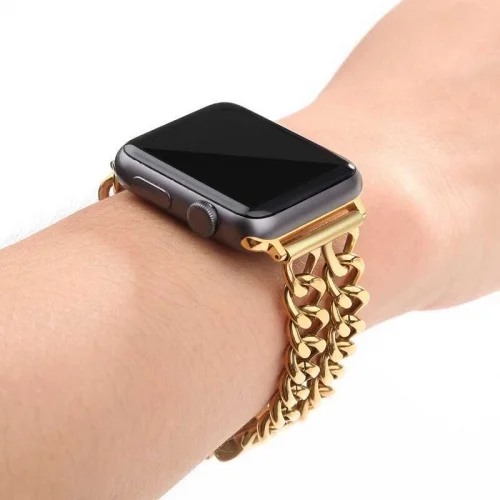 Apple Watch 42mm Kordon Cowboy Zincir Halkalı Metal Strap Kayış - Rose Gold