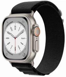 Apple Watch 42mm Kordon Hasır Metal Toka Dizaynlı KRD-74 - Siyah
