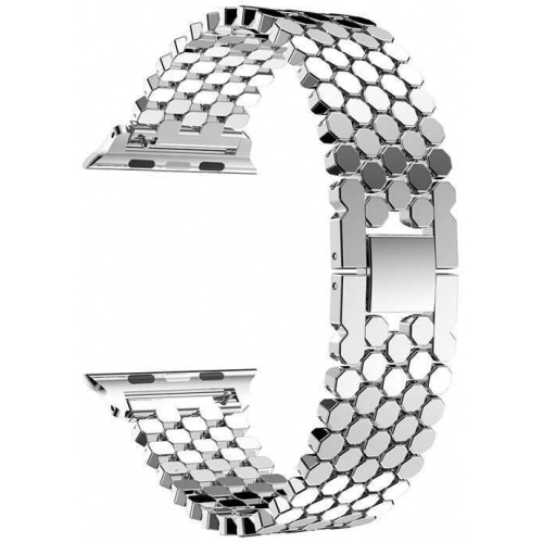 Apple Watch 42mm Kordon KRD-30 Metal Strap Kayış Bal Beteği Dizayn - Gümüş