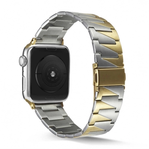 Apple Watch 42mm Kordon KRD-48 Metal Strap Kayış Üçgen Parçalı - Siyah