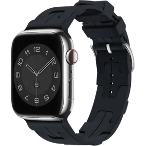 Apple Watch 42mm Kordon Metal Toka Tasarımlı KRD-92 Silikon Kordon - Midnight
