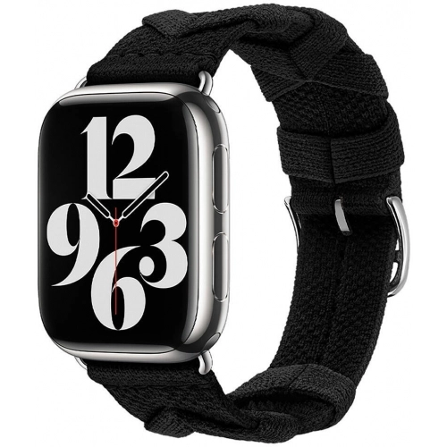 Apple Watch 42mm Kordon Renkli Sarmal Örgü Tasarımlı KRD-97  - Koyu Siyah