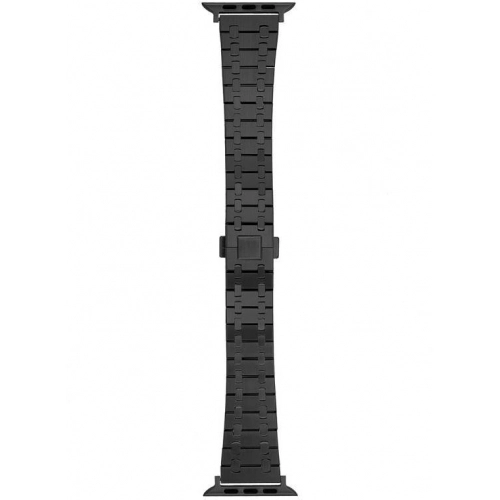 Apple Watch 42mm Kordon Şerit Tasarımlı Otomatik Klipsli Çelik KRD-83 - Gümüş - Rose