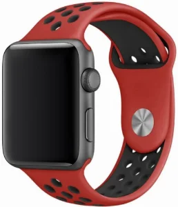 Apple Watch 42mm Kordon Spor Silikon Delikli KRD-02 - Kırmızı