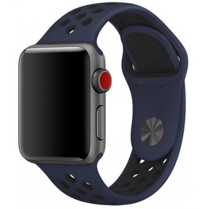 Apple Watch 42mm Kordon Spor Silikon Delikli KRD-02 - Lacivert