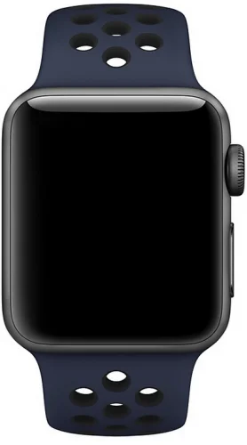 Apple Watch 42mm Kordon Spor Silikon Delikli KRD-02 - Lacivert