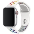 Apple Watch 42mm Kordon Spor Silikon Delikli KRD-02 - Pride Beyaz