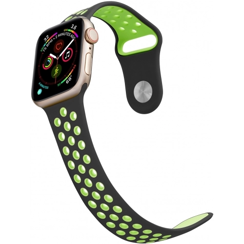 Apple Watch 42mm Kordon Spor Silikon Delikli KRD-02 - Yeşil