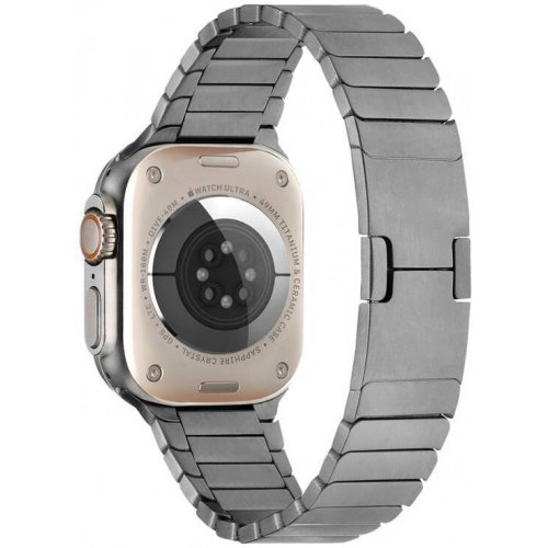 Apple Watch 42mm Metal Kordon Çizgi Tasarım Şık Ve Dayanıklı KRD-82 - Gri