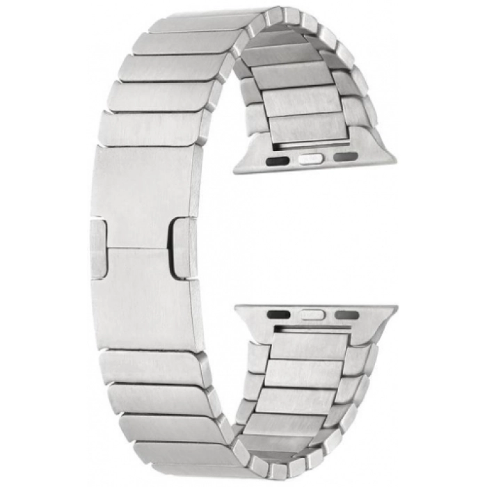 Apple Watch 42mm Metal Kordon Çizgi Tasarım Şık Ve Dayanıklı KRD-82 - Gümüş