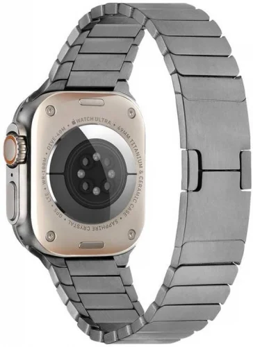 Apple Watch 42mm Metal Kordon Çizgi Tasarım Şık Ve Dayanıklı KRD-82 - Gümüş
