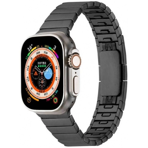 Apple Watch 42mm Metal Kordon Çizgi Tasarım Şık Ve Dayanıklı KRD-82 - Gümüş