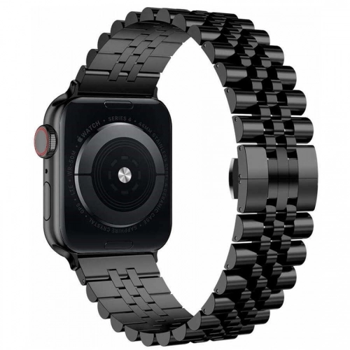 Apple Watch 42mm Metal Parlak Kordon Klipsli KRD-36 - Siyah