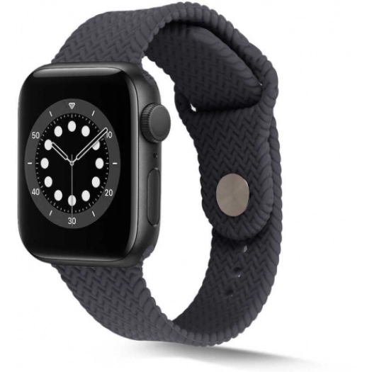 Apple Watch 42mm Silikon Kordon Hasır Örgü Dizayn KRD-37 - Gri