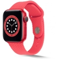 Apple Watch 42mm Silikon Kordon Hasır Örgü Dizayn KRD-37 - Pembe