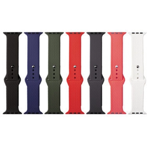 Apple Watch 42mm Silikon Kordon Hasır Örgü Dizayn - Lacivert