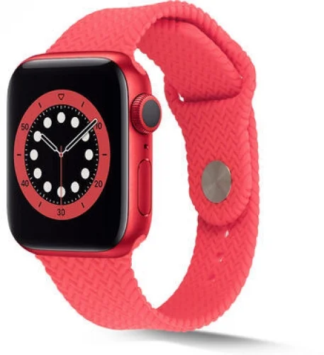 Apple Watch 42mm Silikon Kordon Hasır Örgü Dizayn - Lacivert