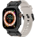 Apple Watch 42mm Silikon Kordon Titanyum Metal Başlıklı KRD-101  - Siyah-Starlight