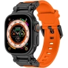 Apple Watch 42mm Silikon Kordon Titanyum Metal Başlıklı KRD-101  - Siyah-Turuncu
