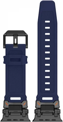 Apple Watch 42mm Silikon Kordon Titanyum Metal Başlıklı KRD-101  - Siyah-Turuncu
