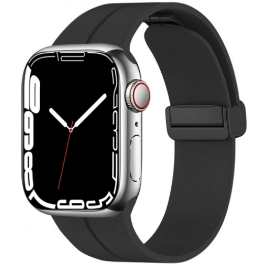 Apple Watch 42mm Silikon Kordon Zore KRD-84 Soft Pürüzsüz Metal Toka - Siyah