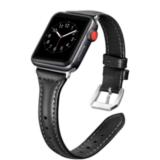 Apple Watch 44mm Deri Kordon KRD-28 - Siyah