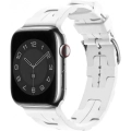 Apple Watch 44mm Kordon Metal Toka Tasarımlı KRD-92 Silikon Kordon - Beyaz