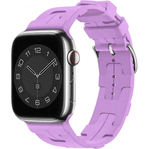 Apple Watch 44mm Kordon Metal Toka Tasarımlı KRD-92 Silikon Kordon - Lila