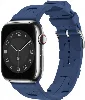 Apple Watch 44mm Kordon Metal Toka Tasarımlı KRD-92 Silikon Kordon - Mavi