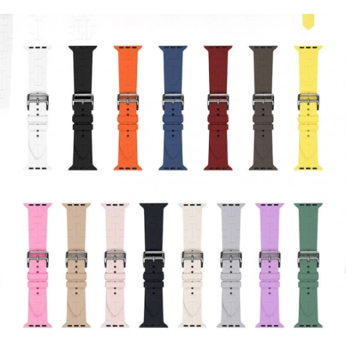 Apple Watch 44mm Kordon Metal Toka Tasarımlı KRD-92 Silikon Kordon - Mavi