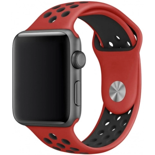 Apple Watch 44mm Kordon Spor Silikon Delikli KRD-02 - Kırmızı