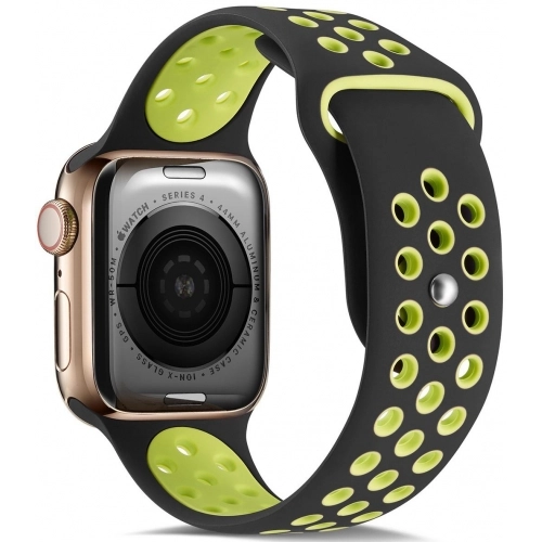 Apple Watch 44mm Kordon Spor Silikon Delikli KRD-02 - Koyu Yeşil
