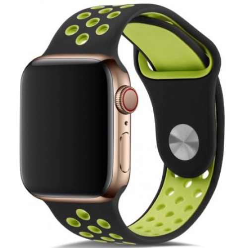 Apple Watch 44mm Kordon Spor Silikon Delikli KRD-02 - Koyu Yeşil