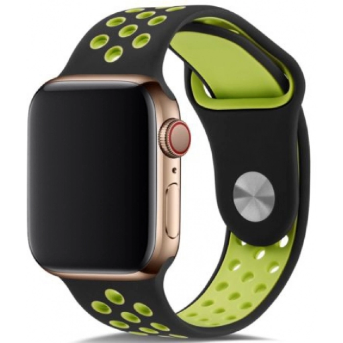 Apple Watch 44mm Kordon Spor Silikon Delikli KRD-02 - Koyu Yeşil
