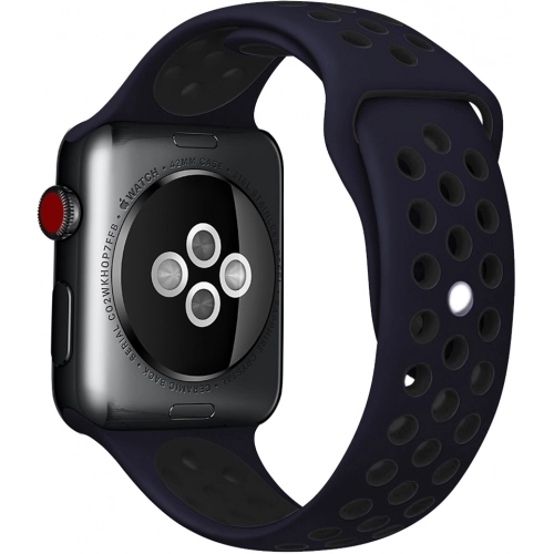 Apple Watch 44mm Kordon Spor Silikon Delikli KRD-02 - Lacivert